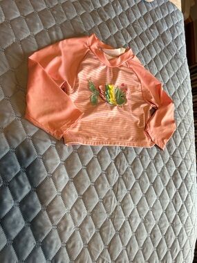 Wippette Coral Pink Striped Fish Applique Long-Sleeve Tee